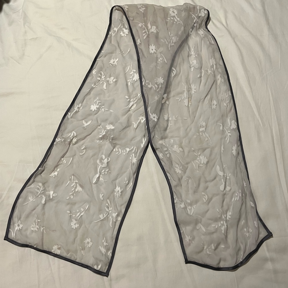Silk semi-sheer summer floral scarf